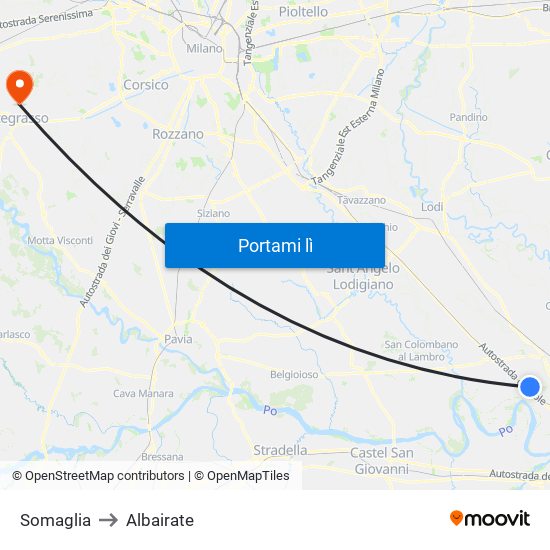 Somaglia to Albairate map