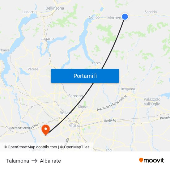 Talamona to Albairate map