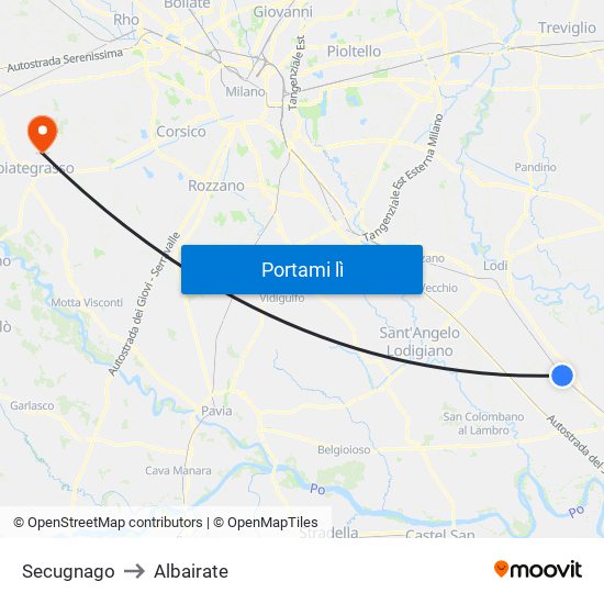 Secugnago to Albairate map