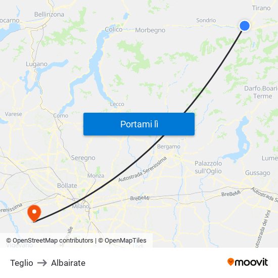 Teglio to Albairate map