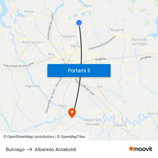 Bulciago to Albaredo Arnaboldi map