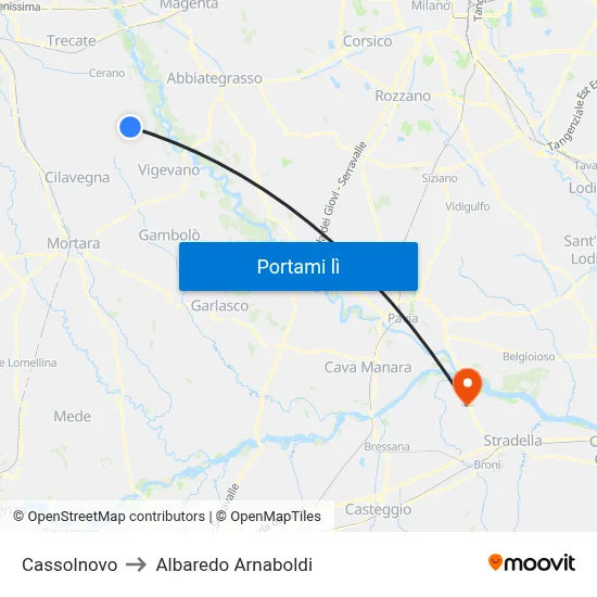 Cassolnovo to Albaredo Arnaboldi map