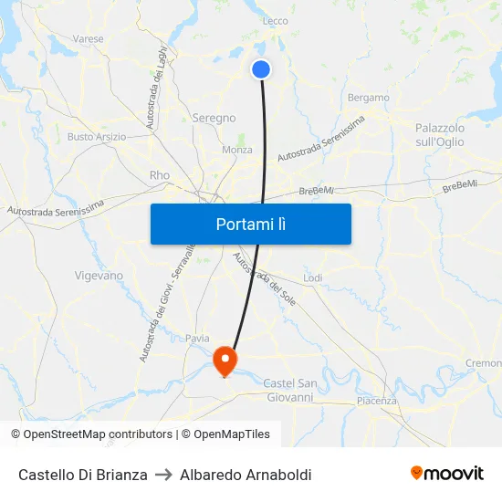 Castello Di Brianza to Albaredo Arnaboldi map