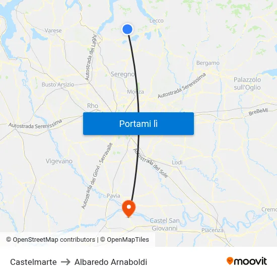 Castelmarte to Albaredo Arnaboldi map