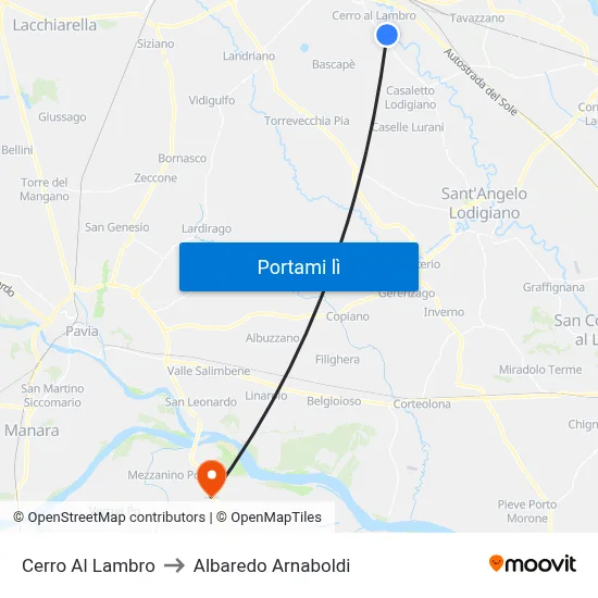 Cerro Al Lambro to Albaredo Arnaboldi map