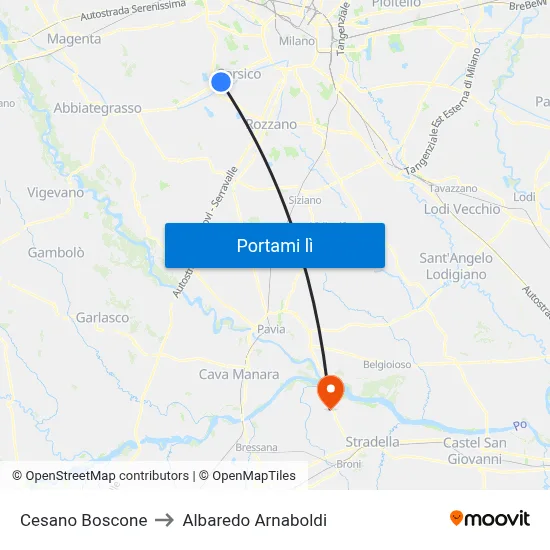 Cesano Boscone to Albaredo Arnaboldi map