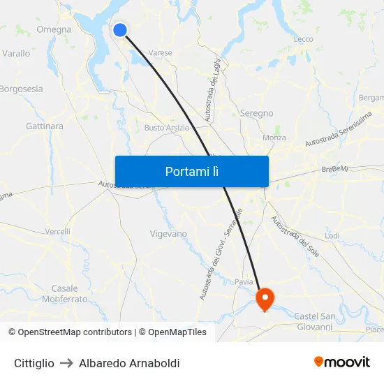 Cittiglio to Albaredo Arnaboldi map
