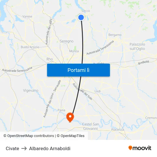 Civate to Albaredo Arnaboldi map