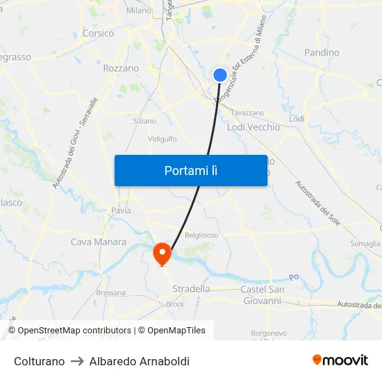Colturano to Albaredo Arnaboldi map