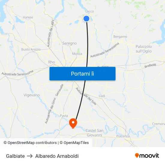 Galbiate to Albaredo Arnaboldi map