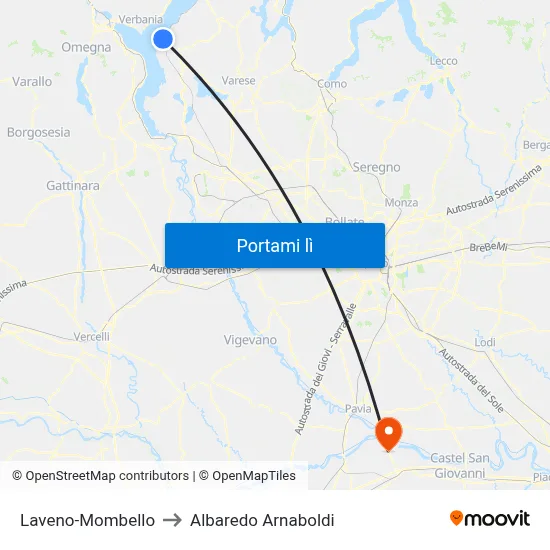 Laveno-Mombello to Albaredo Arnaboldi map