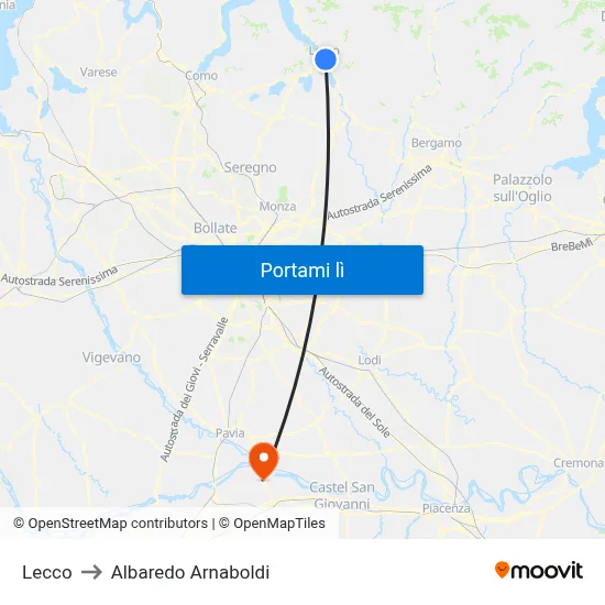 Lecco to Albaredo Arnaboldi map