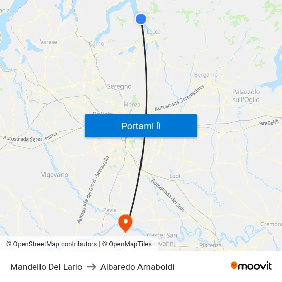 Mandello Del Lario to Albaredo Arnaboldi map