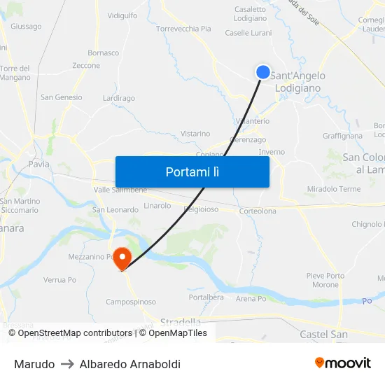 Marudo to Albaredo Arnaboldi map