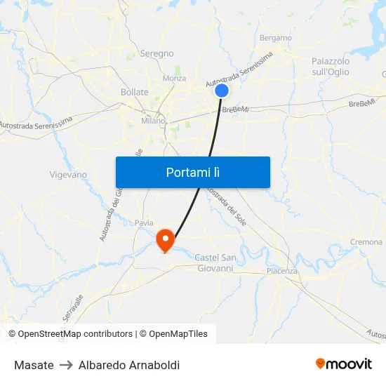 Masate to Albaredo Arnaboldi map