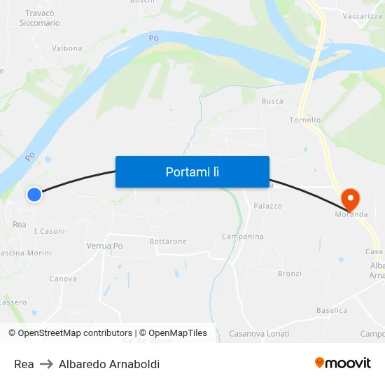 Rea to Albaredo Arnaboldi map