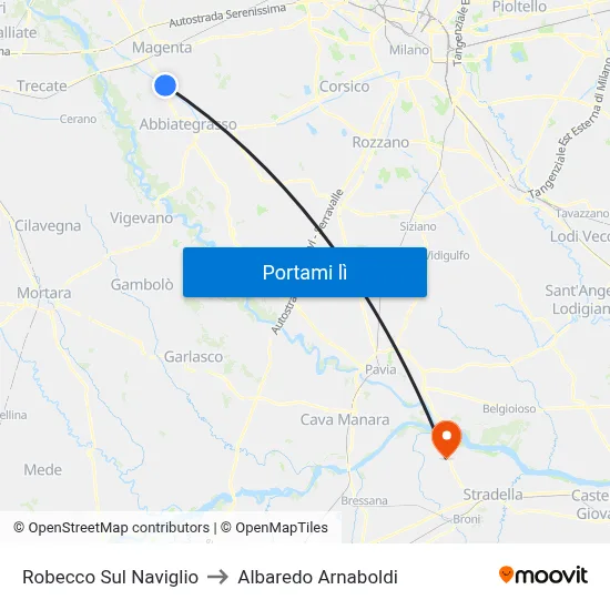 Robecco Sul Naviglio to Albaredo Arnaboldi map