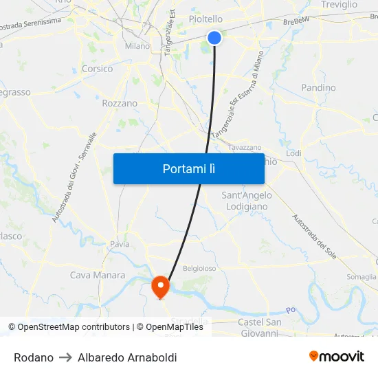 Rodano to Albaredo Arnaboldi map