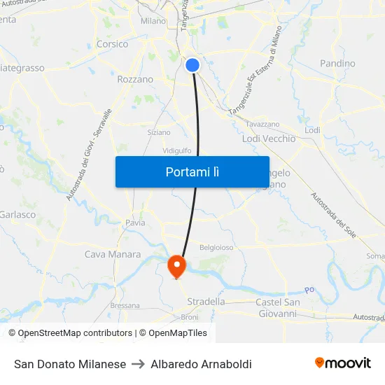 San Donato Milanese to Albaredo Arnaboldi map
