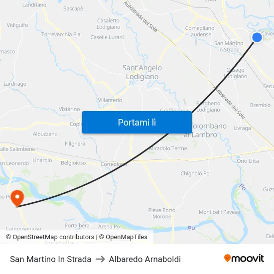 San Martino In Strada to Albaredo Arnaboldi map