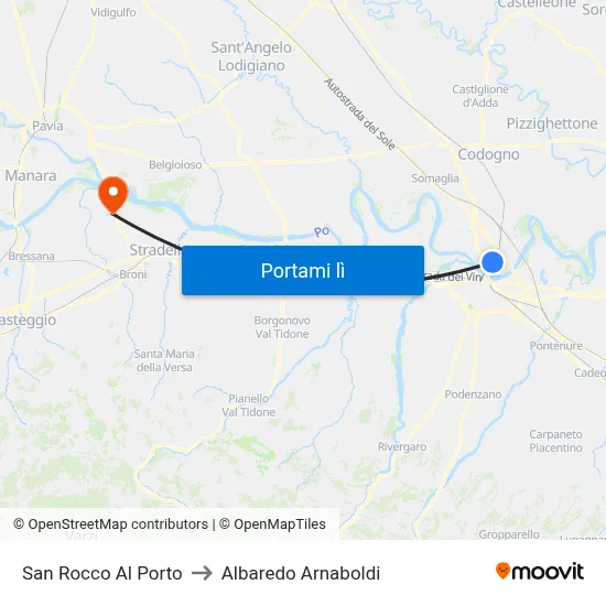 San Rocco Al Porto to Albaredo Arnaboldi map