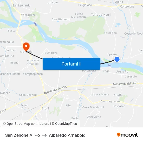 San Zenone Al Po to Albaredo Arnaboldi map