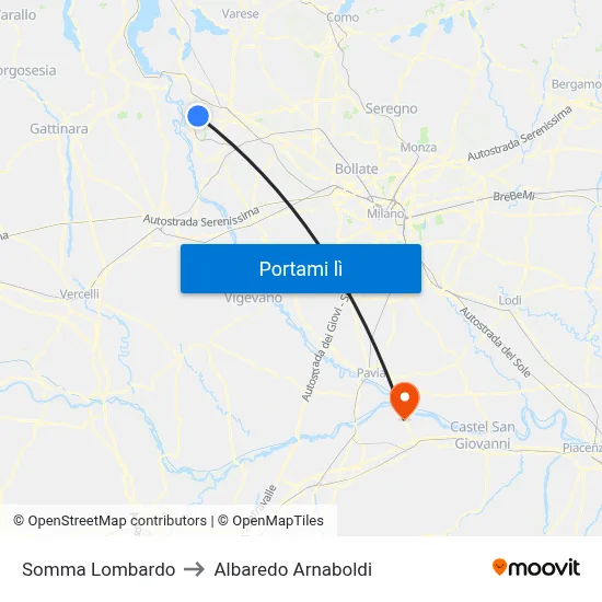 Somma Lombardo to Albaredo Arnaboldi map
