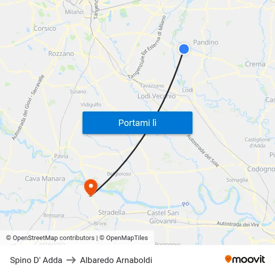 Spino D' Adda to Albaredo Arnaboldi map
