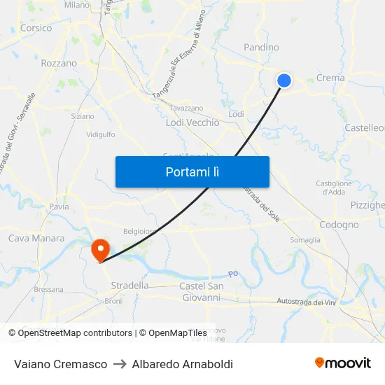 Vaiano Cremasco to Albaredo Arnaboldi map