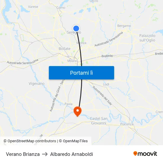 Verano Brianza to Albaredo Arnaboldi map