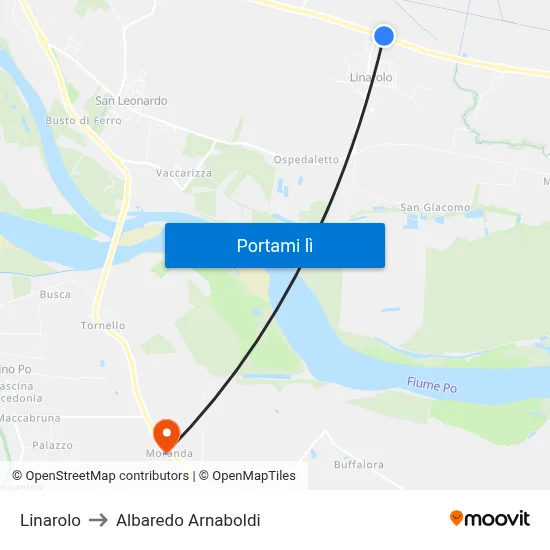 Linarolo to Albaredo Arnaboldi map
