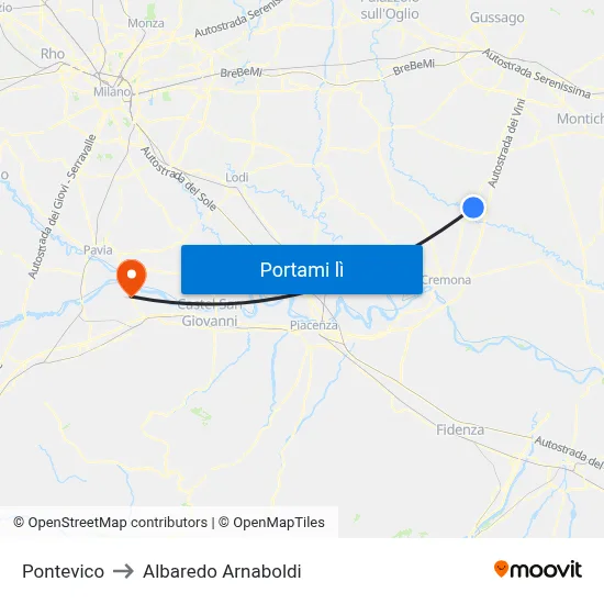 Pontevico to Albaredo Arnaboldi map