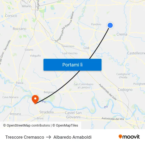 Trescore Cremasco to Albaredo Arnaboldi map