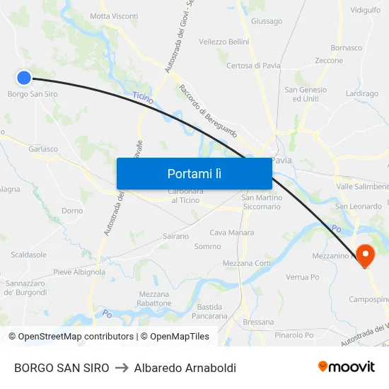 BORGO SAN SIRO to Albaredo Arnaboldi map