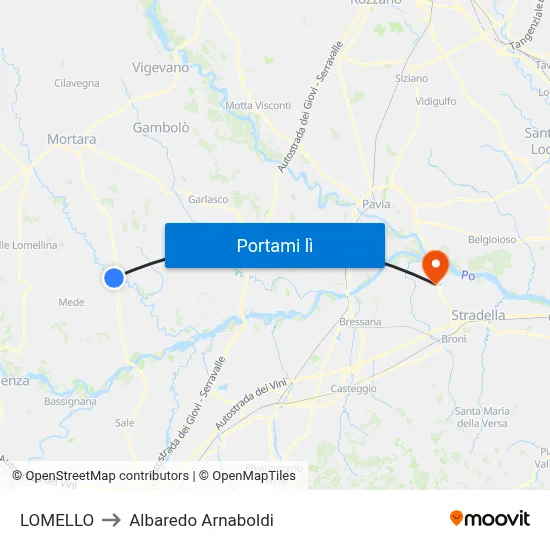 LOMELLO to Albaredo Arnaboldi map