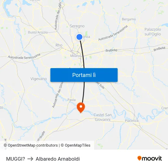 MUGGI? to Albaredo Arnaboldi map