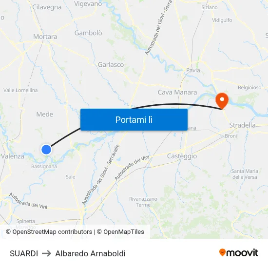 SUARDI to Albaredo Arnaboldi map