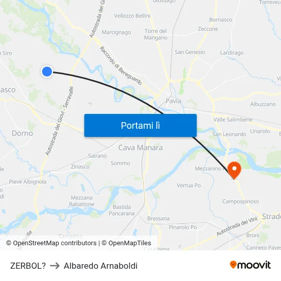 ZERBOL? to Albaredo Arnaboldi map