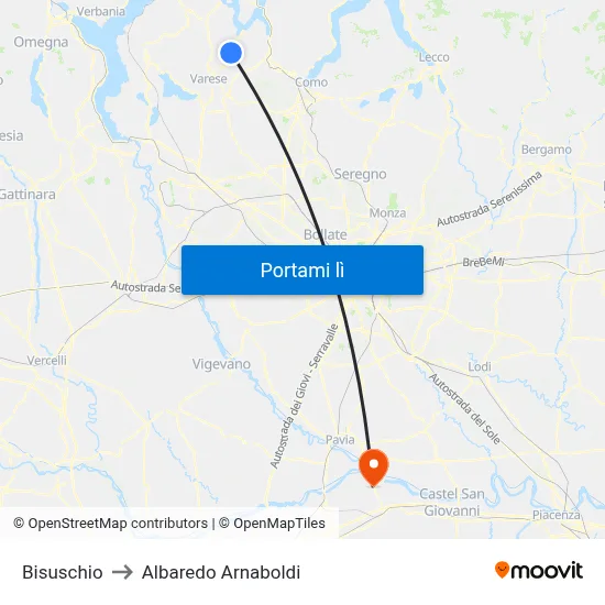 Bisuschio to Albaredo Arnaboldi map