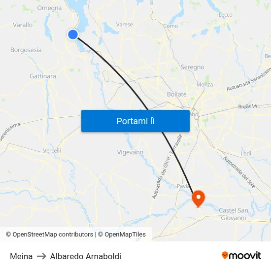 Meina to Albaredo Arnaboldi map