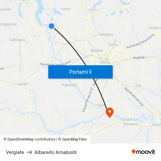 Vergiate to Albaredo Arnaboldi map