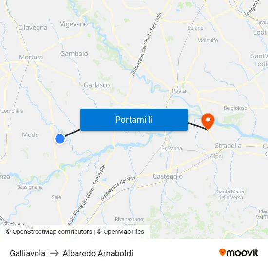 Galliavola to Albaredo Arnaboldi map