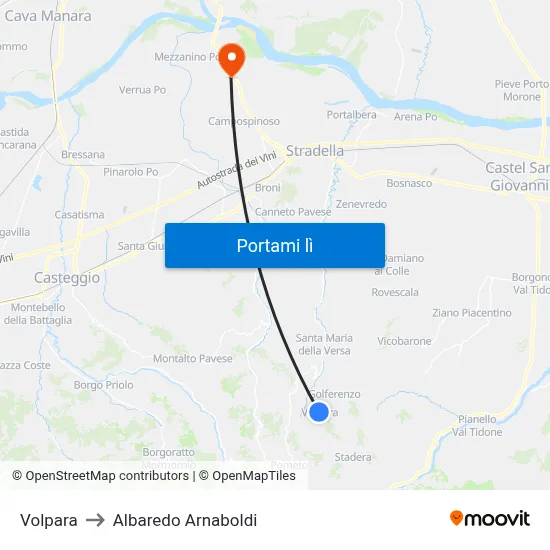 Volpara to Albaredo Arnaboldi map