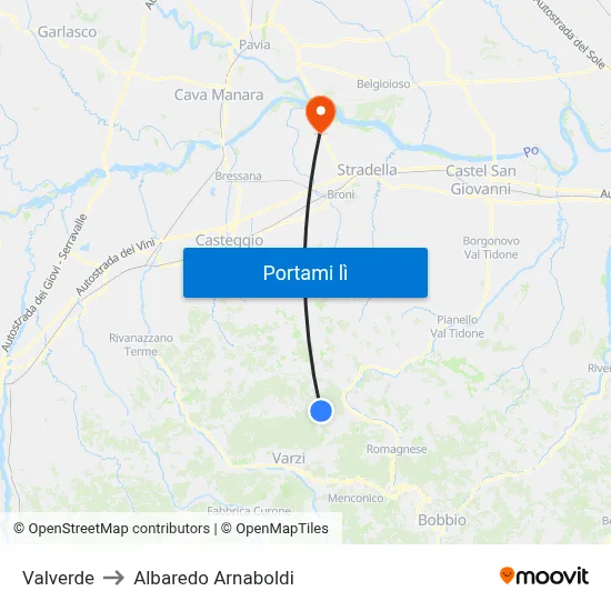 Valverde to Albaredo Arnaboldi map