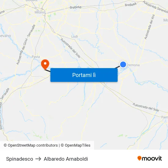 Spinadesco to Albaredo Arnaboldi map