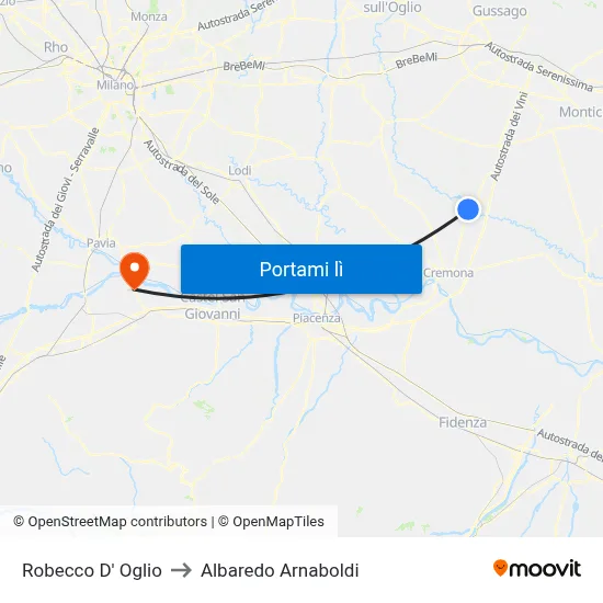 Robecco D' Oglio to Albaredo Arnaboldi map