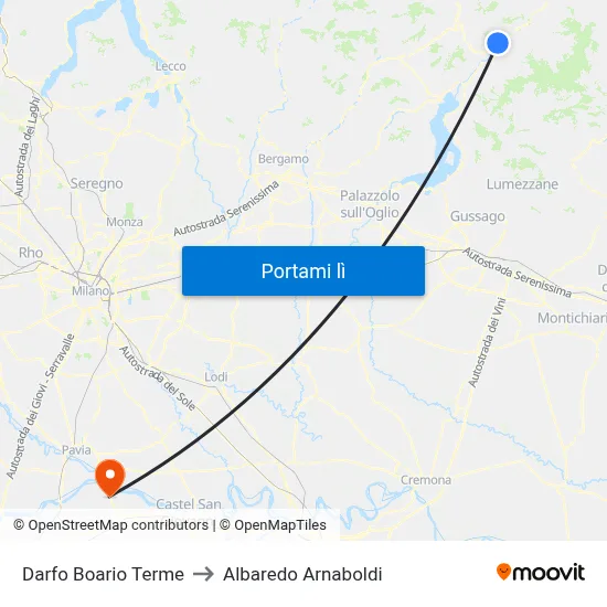Darfo Boario Terme to Albaredo Arnaboldi map