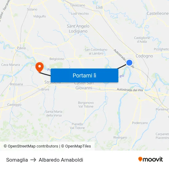 Somaglia to Albaredo Arnaboldi map