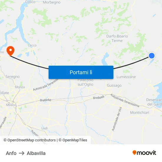 Anfo to Albavilla map