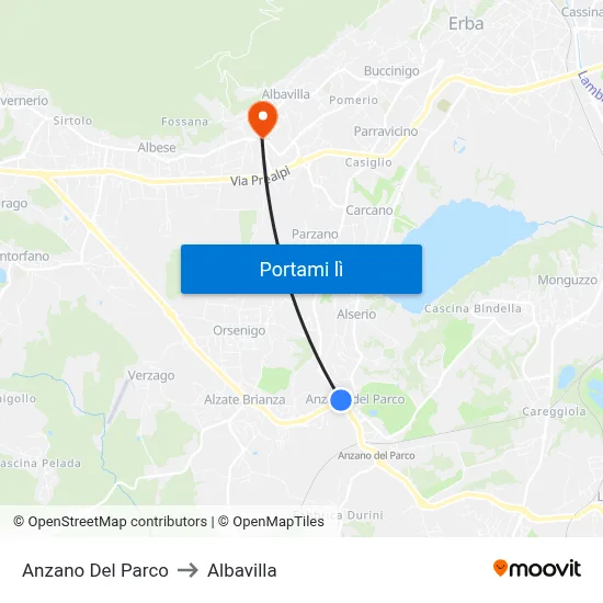 Anzano Del Parco to Albavilla map